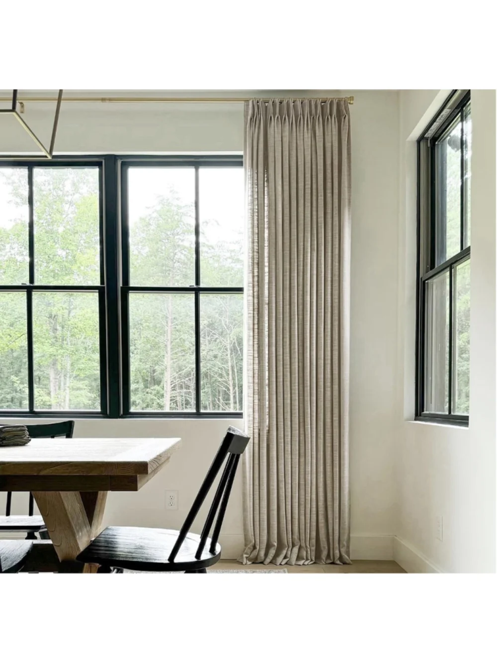 TWOPAGES Pinch Pleated Linen Curtain, Grey Beige, 40W x 84L 1 Panel